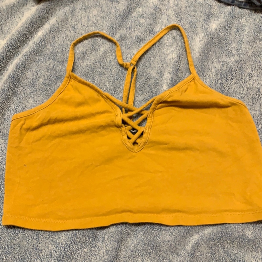 Yellow cross v neck
